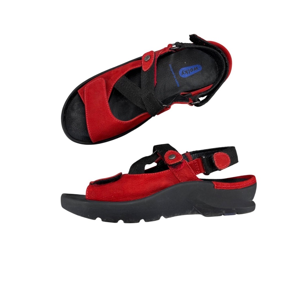 Wolky Lisse Sandals Red Leather Comfort Platform Strappy Walking Women EU 38